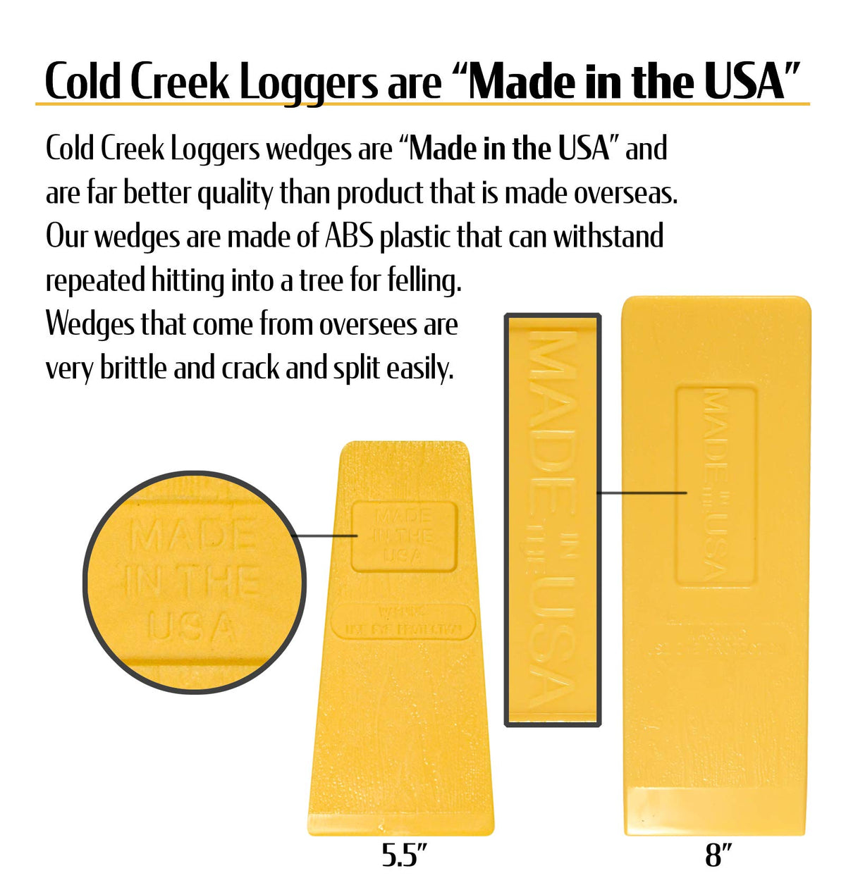 Cold Creek Loggers 8-inch wedge in tree safely directs large fall.