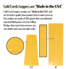 Cold Creek Loggers 8-inch wedge in tree safely directs large fall.