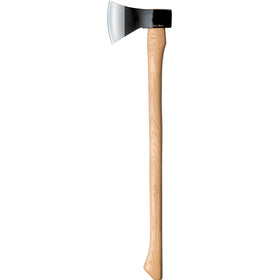 Cold Steel Trail Boss handle in straight-grained American Hickory for durable grip.