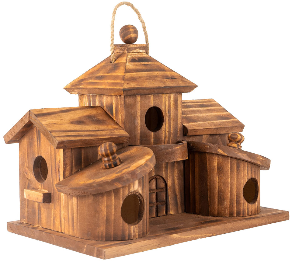 COLEBA 5-hole bird house front view attracts bluebirds and cardinals to your garden.