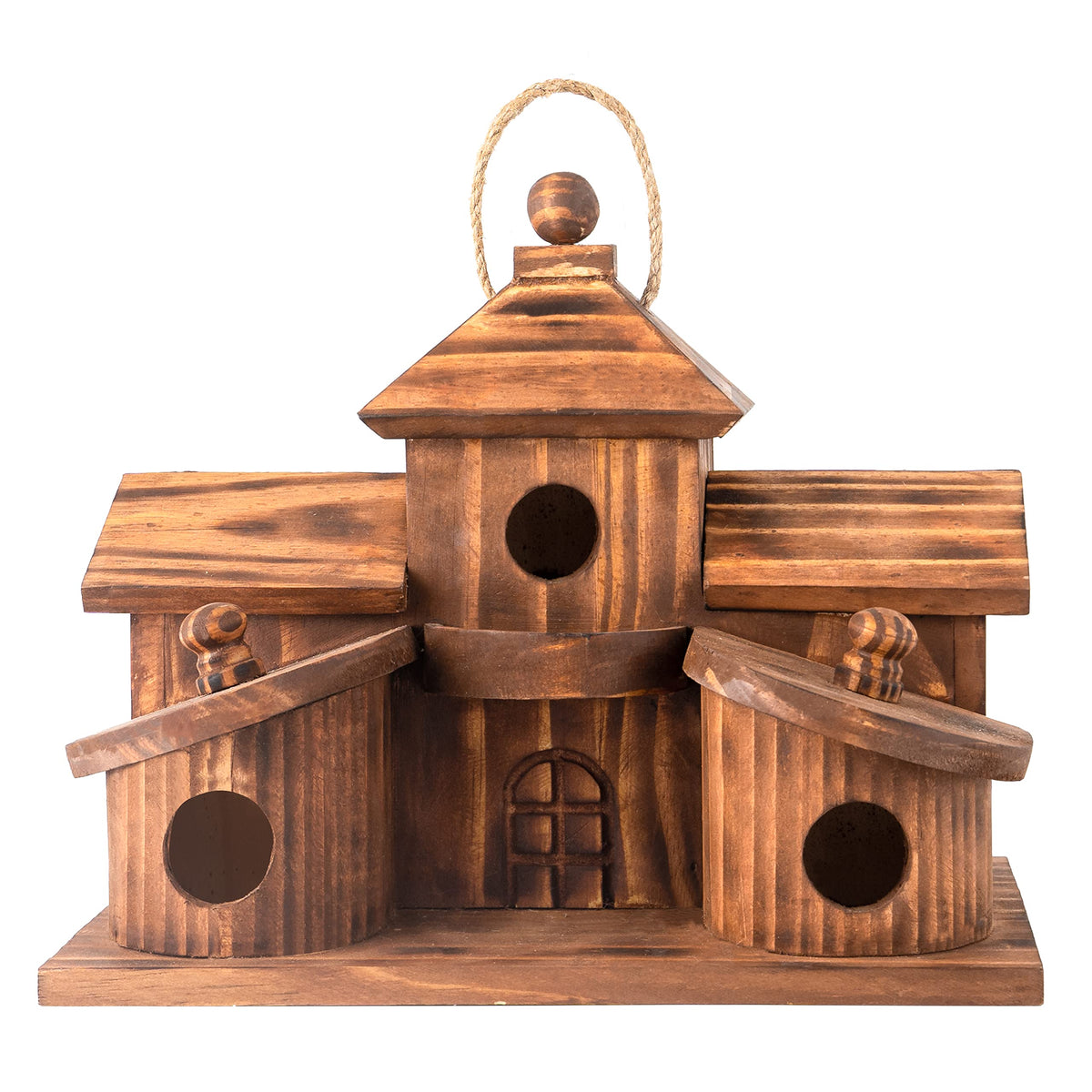 COLEBA 5-hole bird house side view highlights multi-family nesting in one unit.