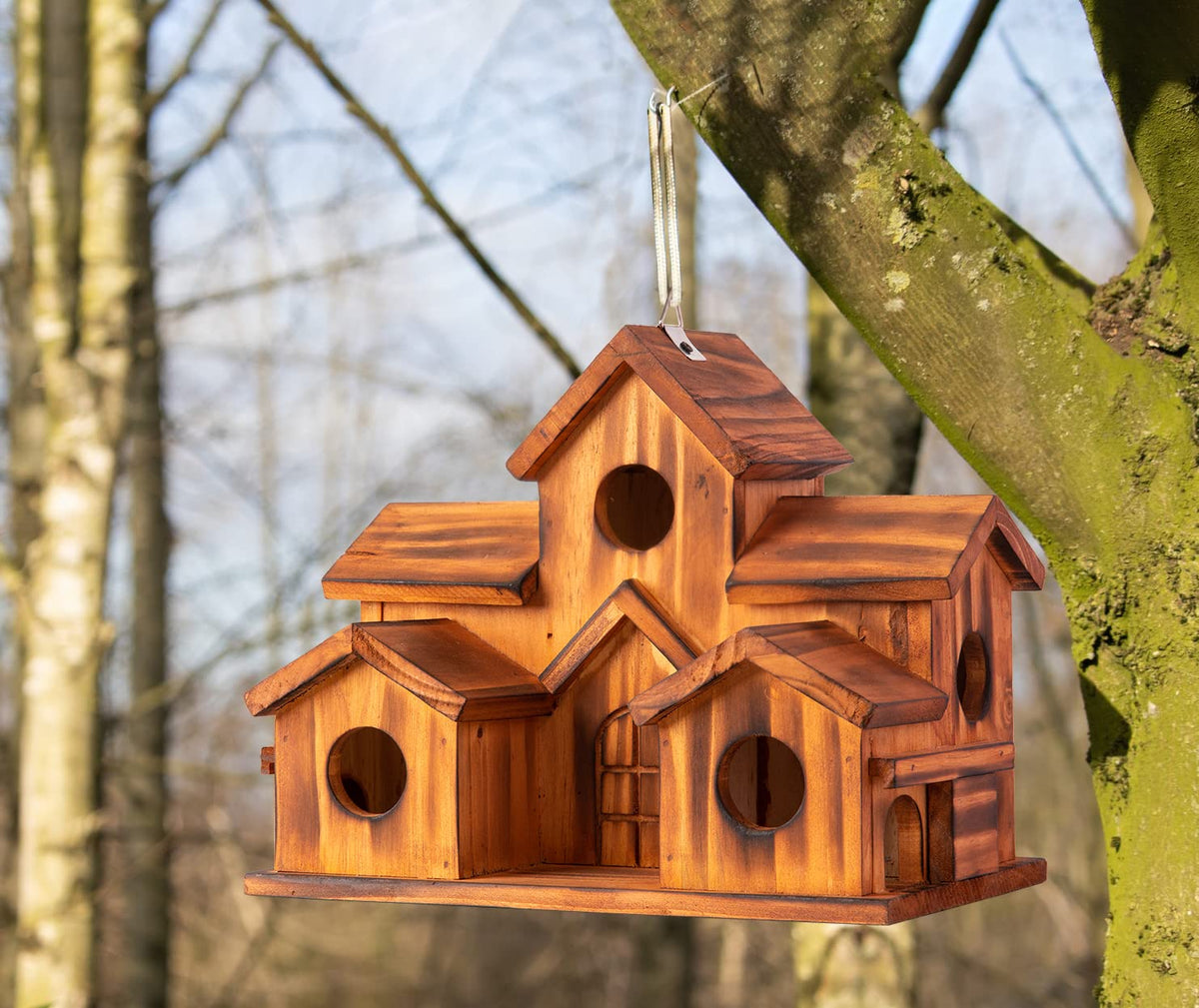 COLEBA bird house back cleaning door, brown, easy access for maintenance.