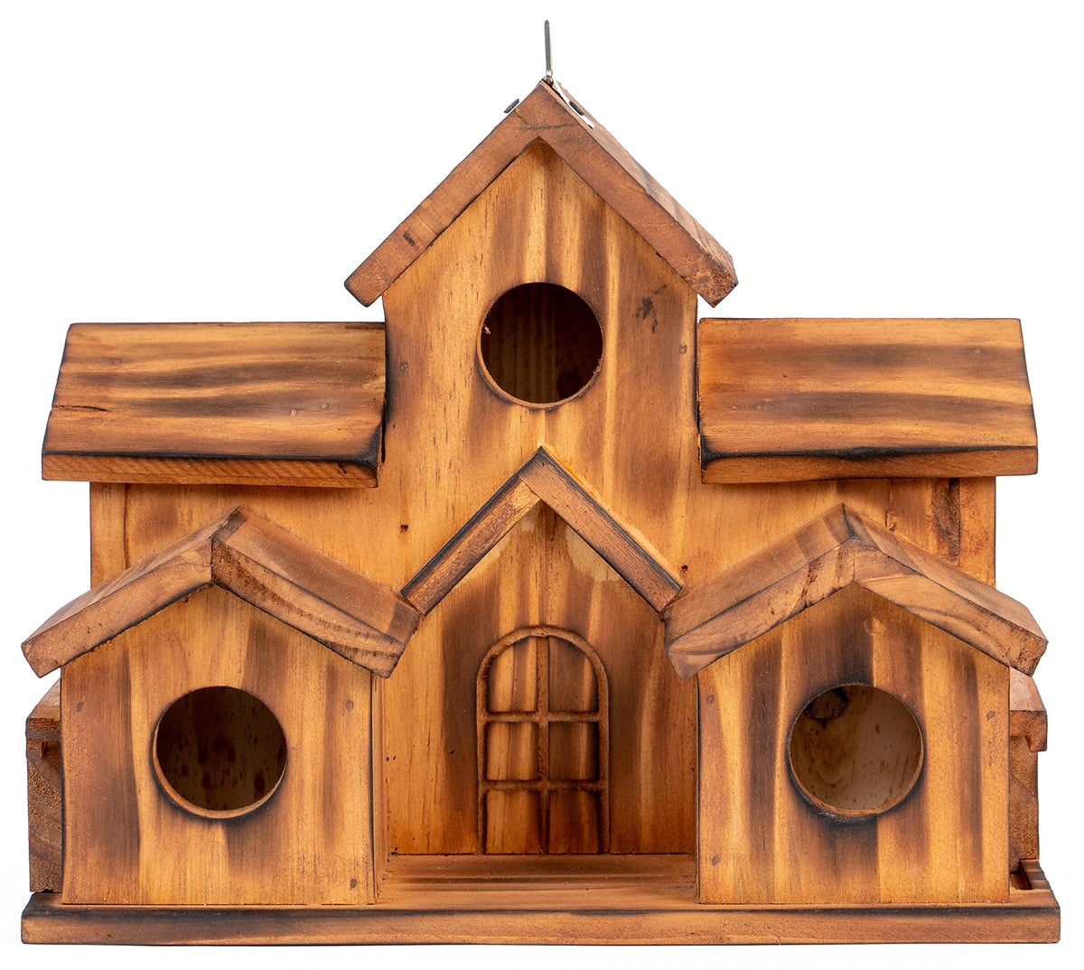 COLEBA bird house five nests centerpiece, brown, supports multiple bird families.