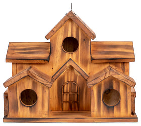 COLEBA bird house five nests centerpiece, brown, supports multiple bird families.