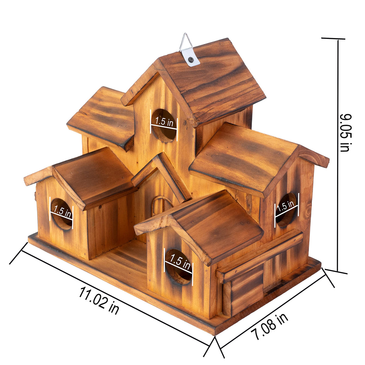 COLEBA wooden bird house interior compartments, brown, easy nesting access.