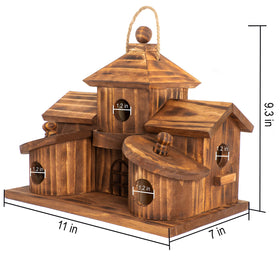 COLEBA bird house upper balcony feeder for seed access.