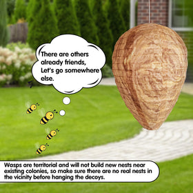 Collabell Wasp Nest Decoy in garden placement for peace of mind.