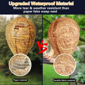 Collabell Wasp Nest Decoy on patio hanging for safer outdoor time.