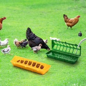 Coloch durable plastic construction withstands frequent cleaning and rugged farm use.