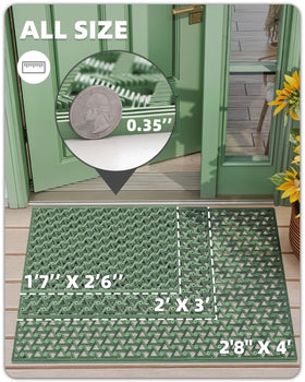 Color&Geometry door mat features deep grooves for moisture and debris pickup at entry.