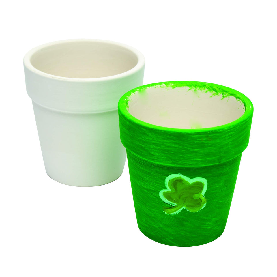 Colorations ceramic flowerpot with unfinished exterior ready for painting and decoration