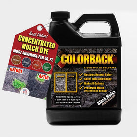 COLORBACK Black Dye on faded mulch for rich, long-lasting color.