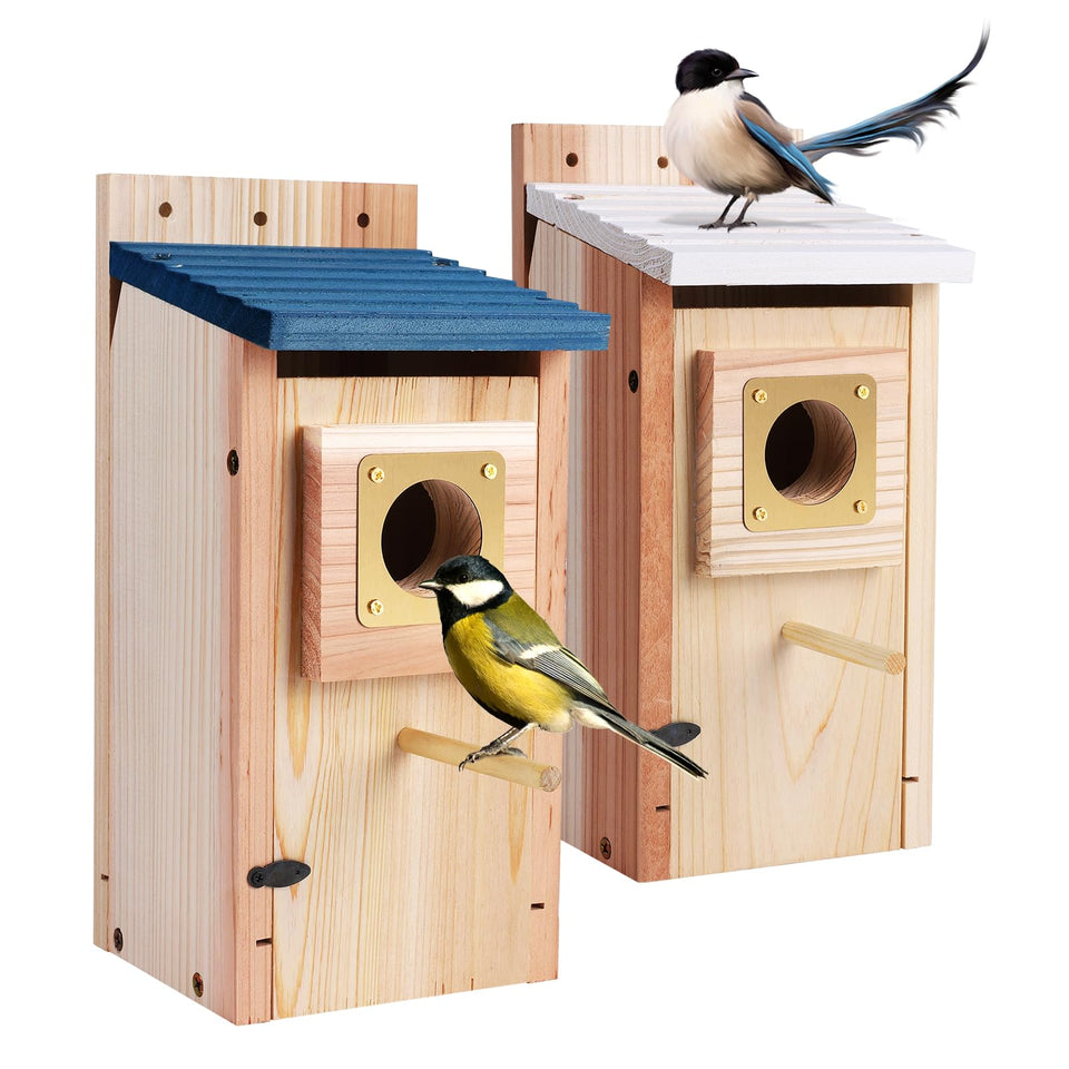 ColorfulLaVie bird houses outside 2-pack with copper guard protect fledglings from predators