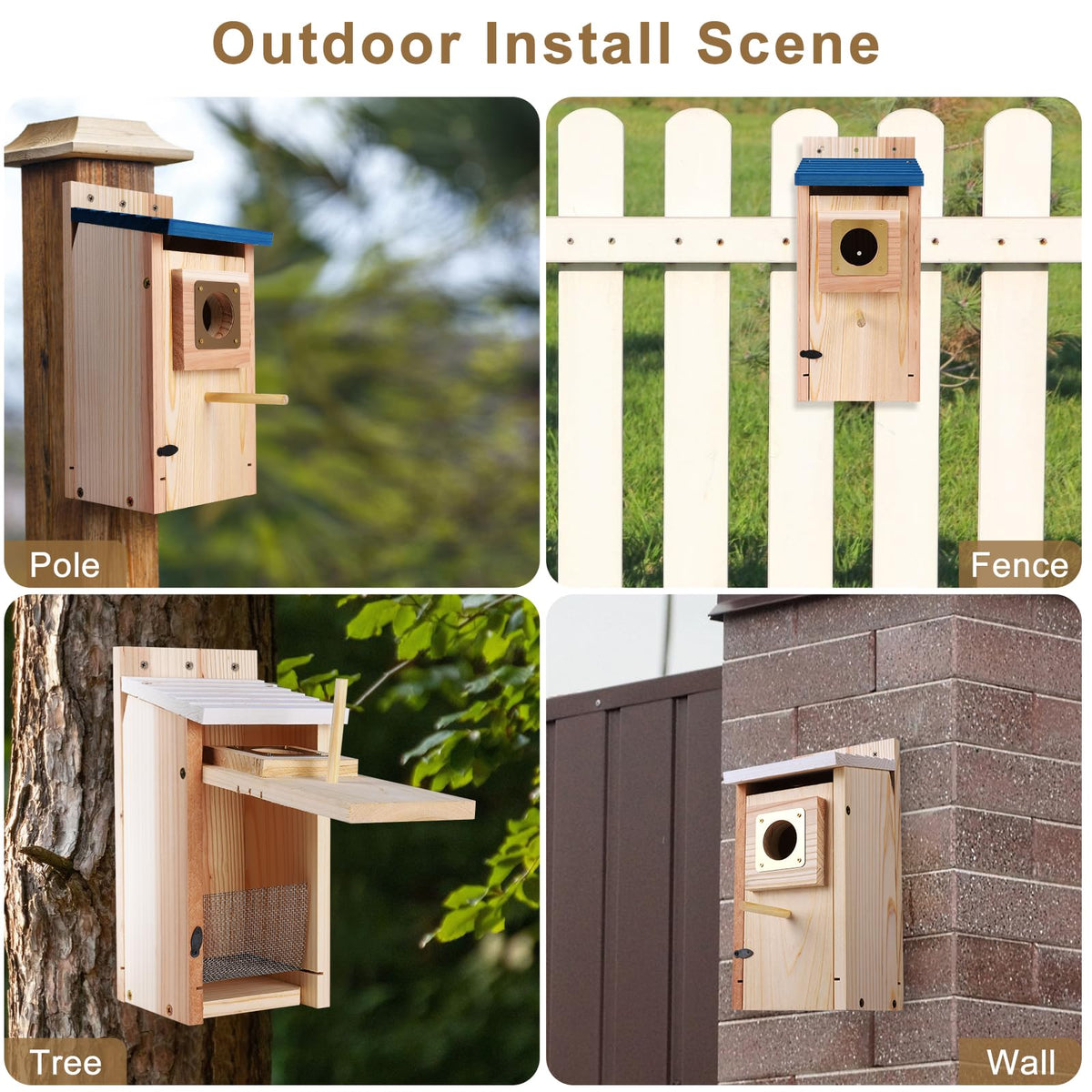 ColorfulLaVie natural wood birdhouse provides durable insulation