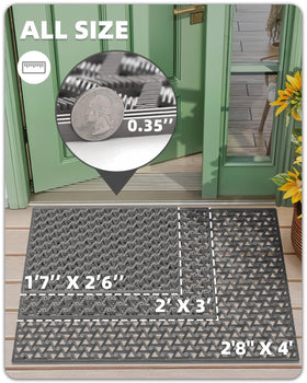 Color&Geometry mat close-up; drainage-designed grooves with beveled edge to channel water.