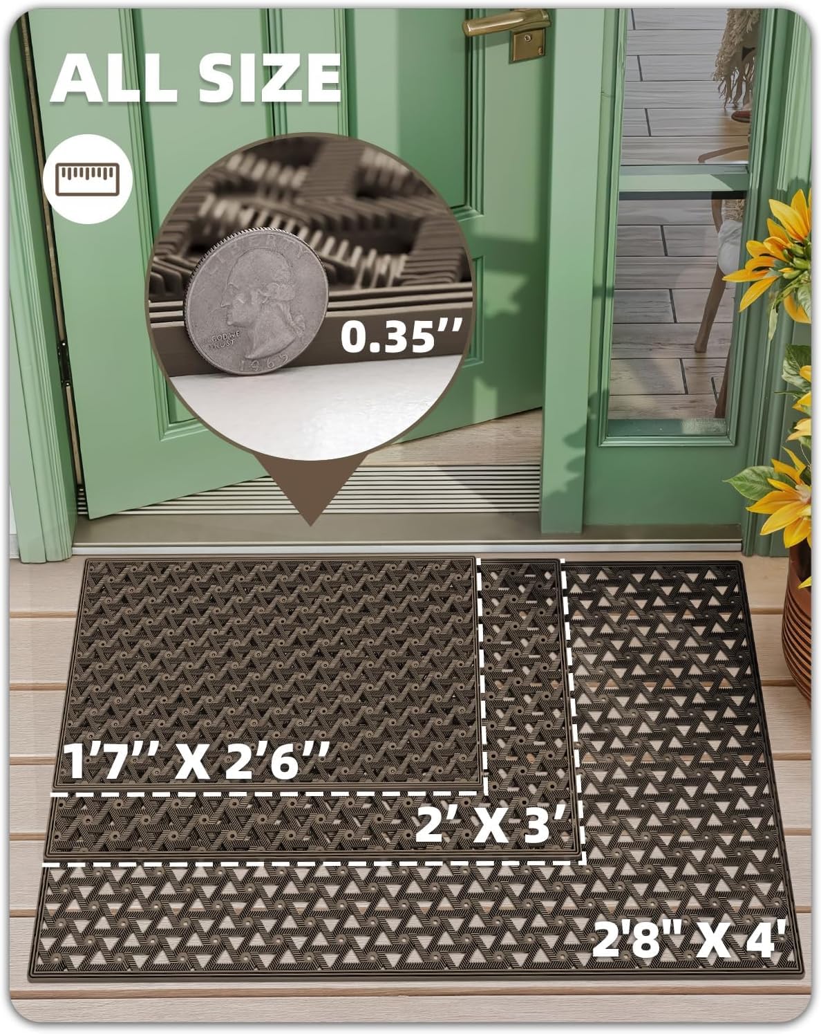 Color&Geometry heavy-duty mat with rubber backing delivers non-slip stability at entrances.