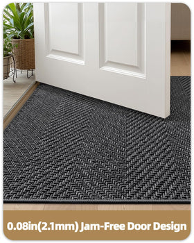Color&Geometry front-door mat low-profile design fits under doors smoothly