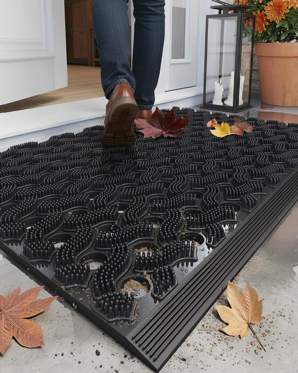 Color&amp;Geometry super heavyweight TPE welcome mat front view shows durable outdoor performance.