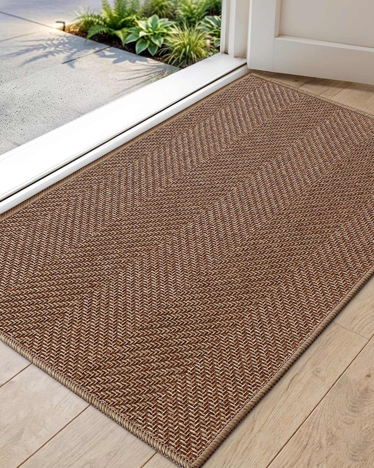 Color&Geometry ultra-thin door mat fold for easy door clearance and stylish entry.