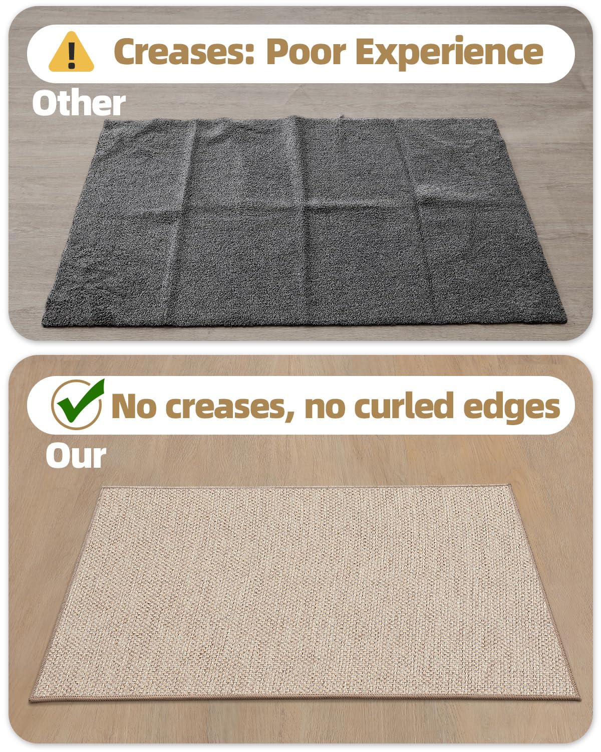 Low-profile mat tucked under a door without interference