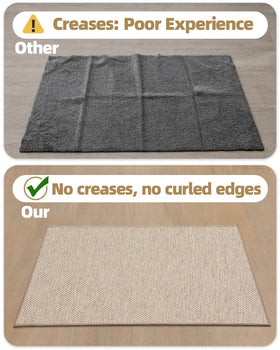 Low-profile mat tucked under a door without interference