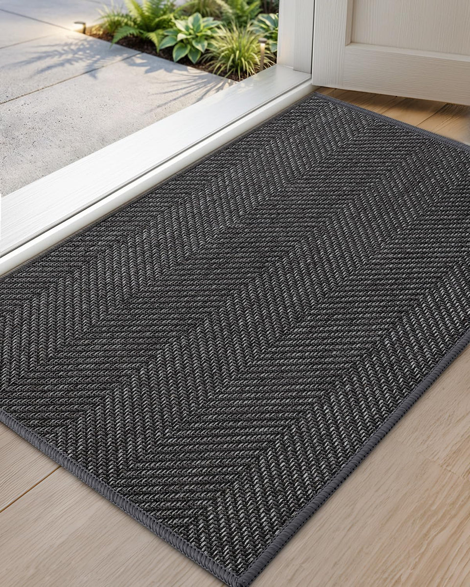 Color&Geometry ultra-thin indoor doormat with woven pattern for stylish entryways