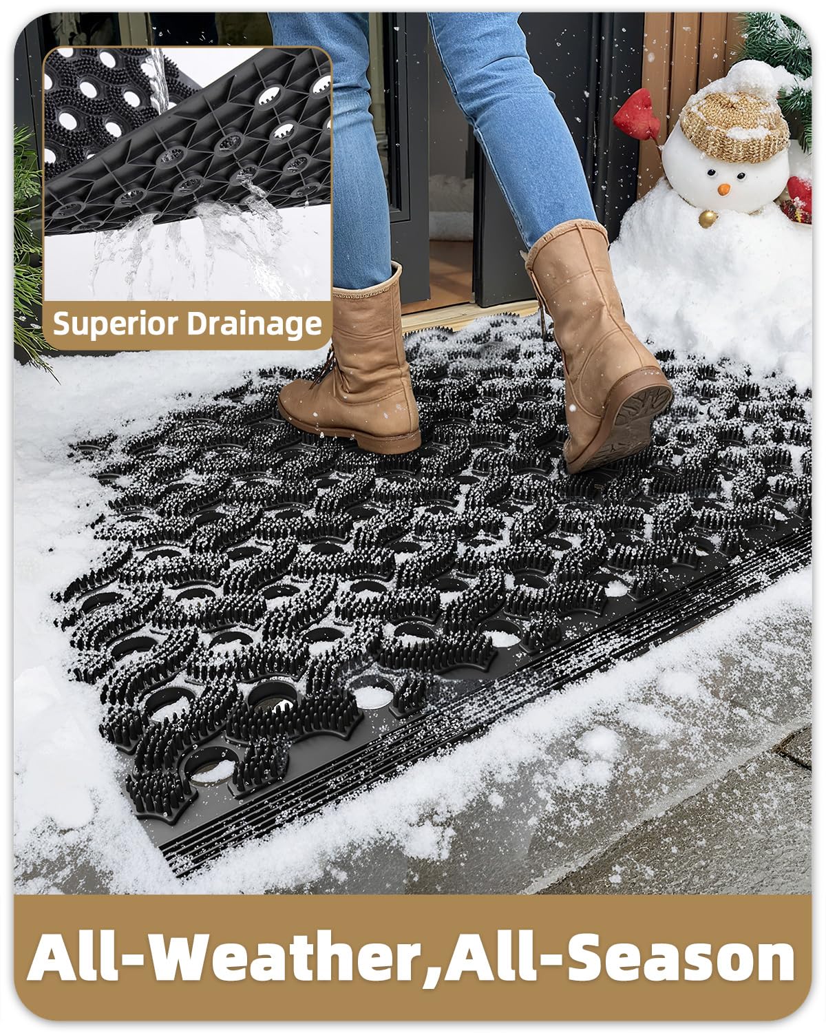 Color&amp;Geometry mat hollow-nub drainage supports fast drying after wet days.