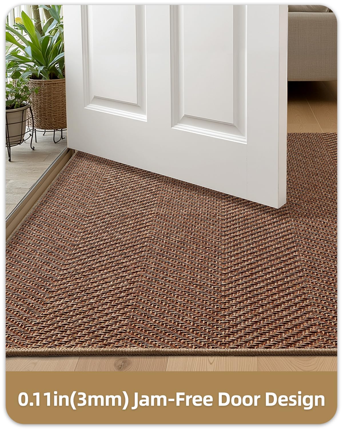 Color&Geometry woven polyester doormat pattern adds color while trapping dirt.