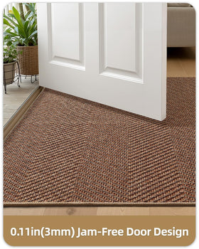 Color&Geometry woven polyester doormat pattern adds color while trapping dirt.