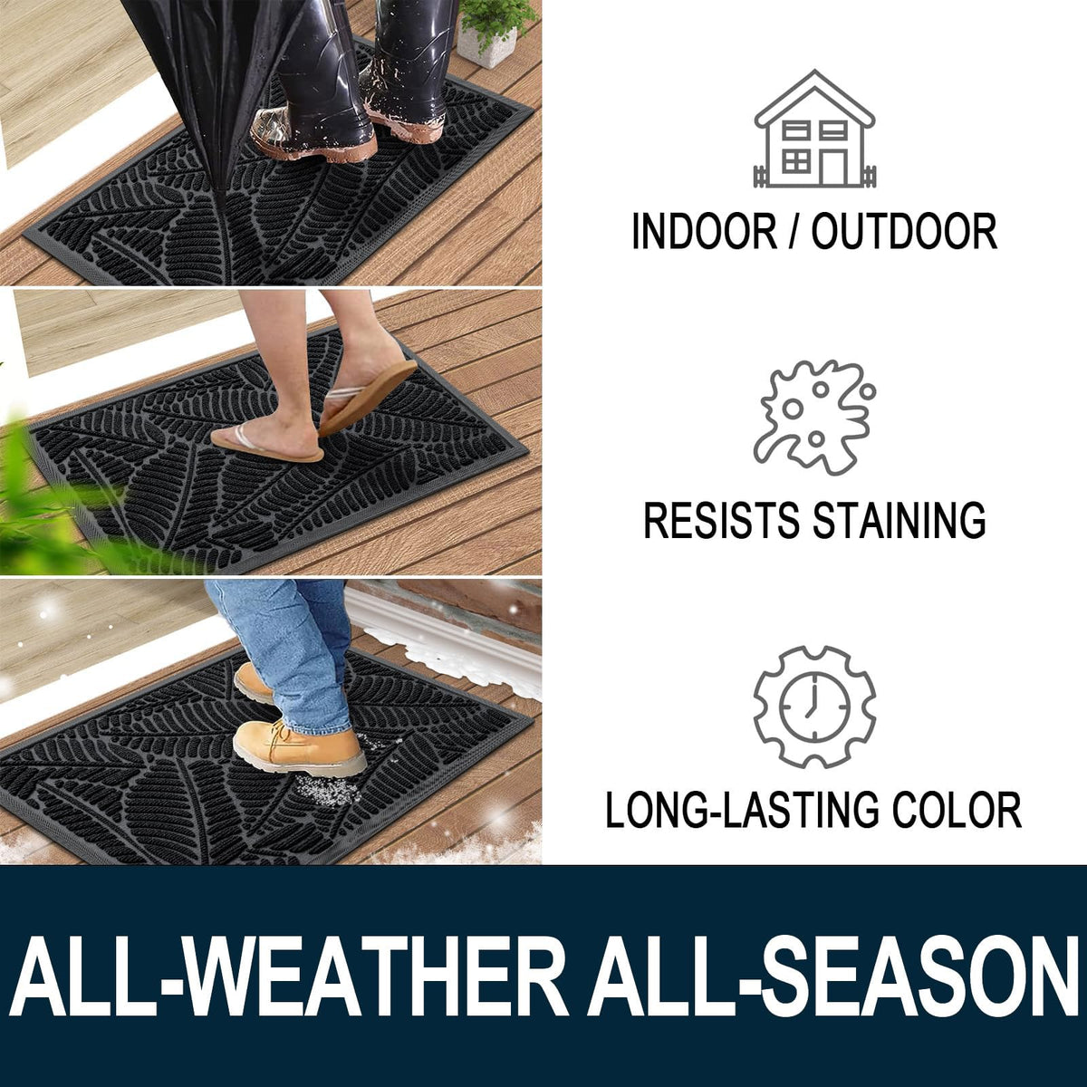 Colorxy easy-clean door mat can be vacuumed, swept, or rinsed for quick refresh.