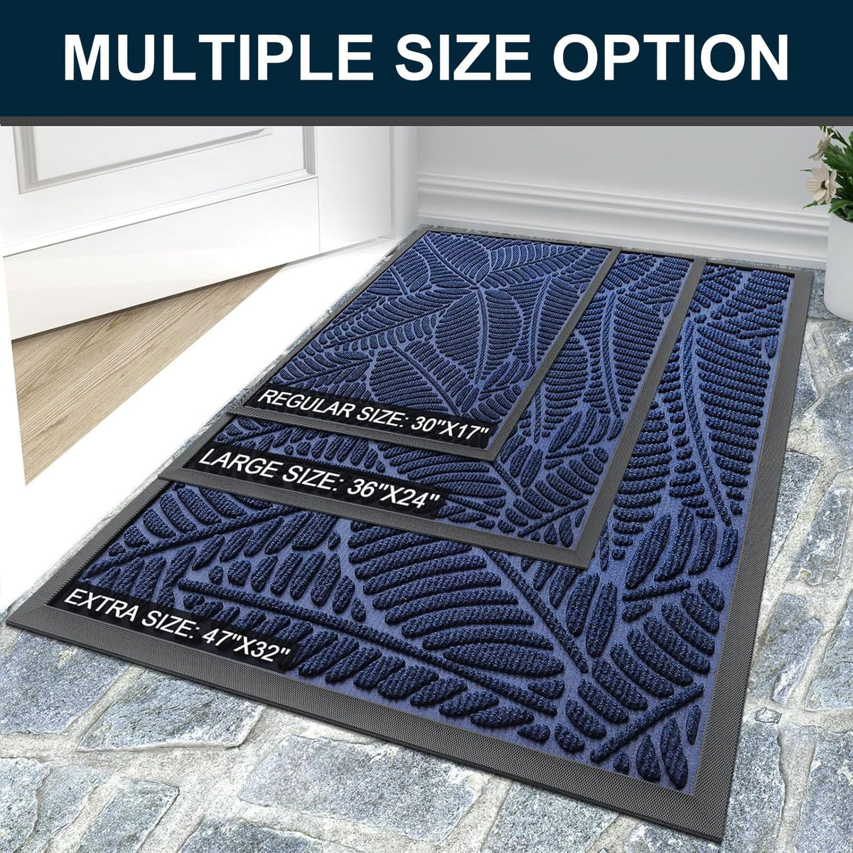 Colorxy navy door mat layout illustrating slim, low-profile design.