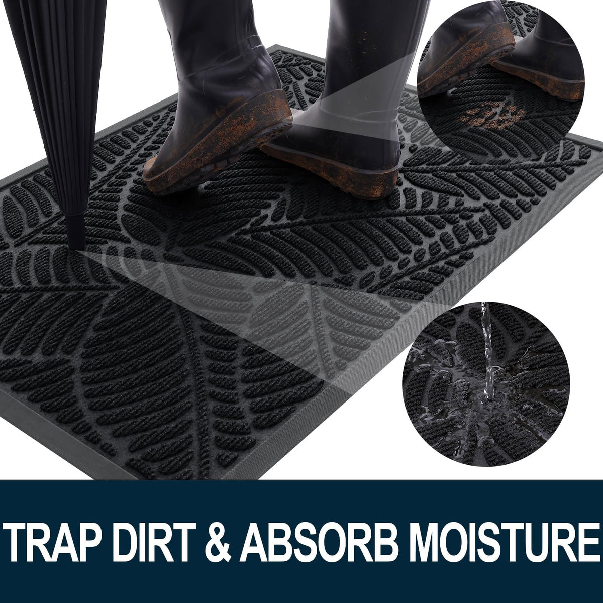 Colorxy non-slip rubber backing doormat provides grip at entryways and protects flooring.