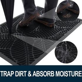Colorxy non-slip rubber backing doormat provides grip at entryways and protects flooring.