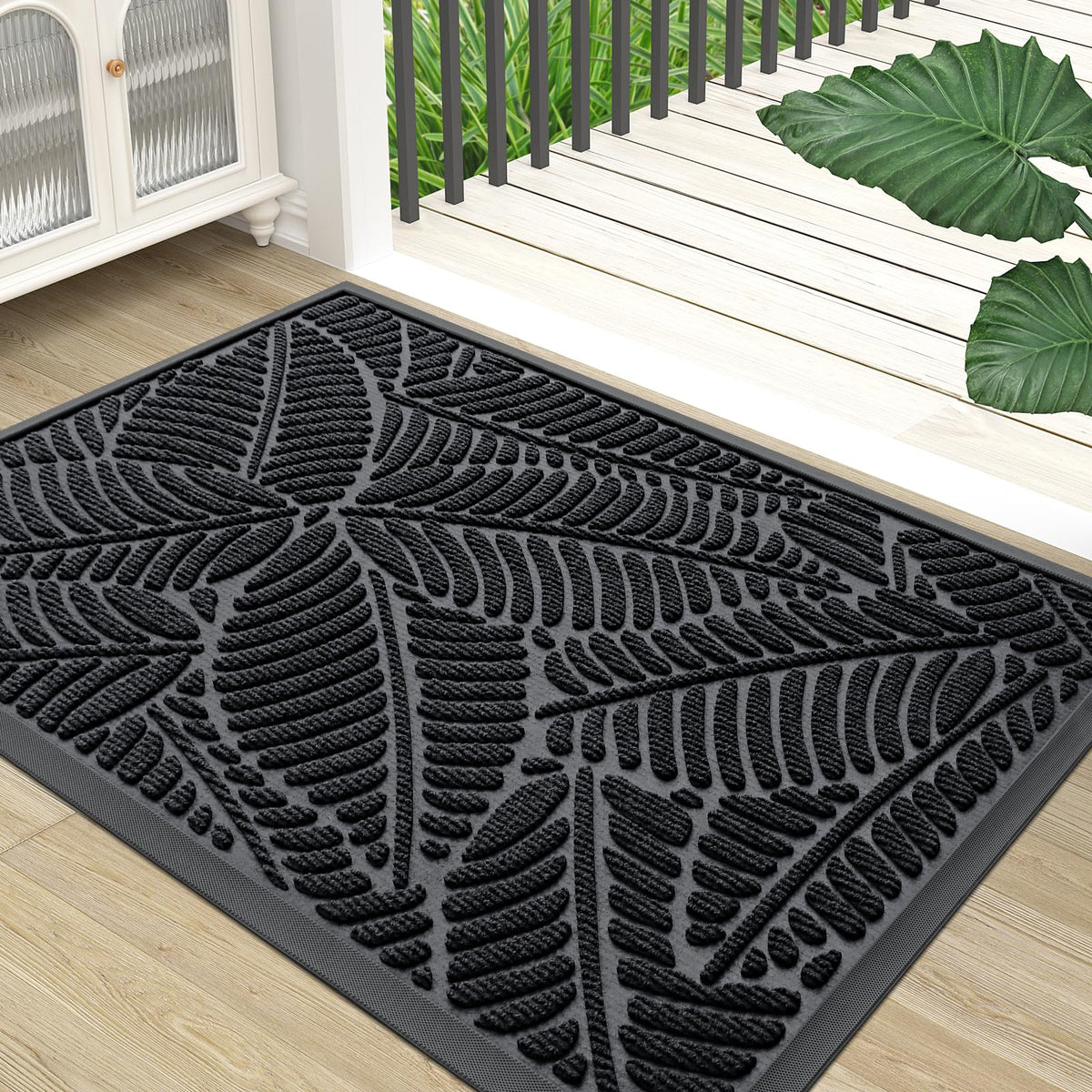 Colorxy waterproof doormat front door entrance captures dirt and keeps floors clean.