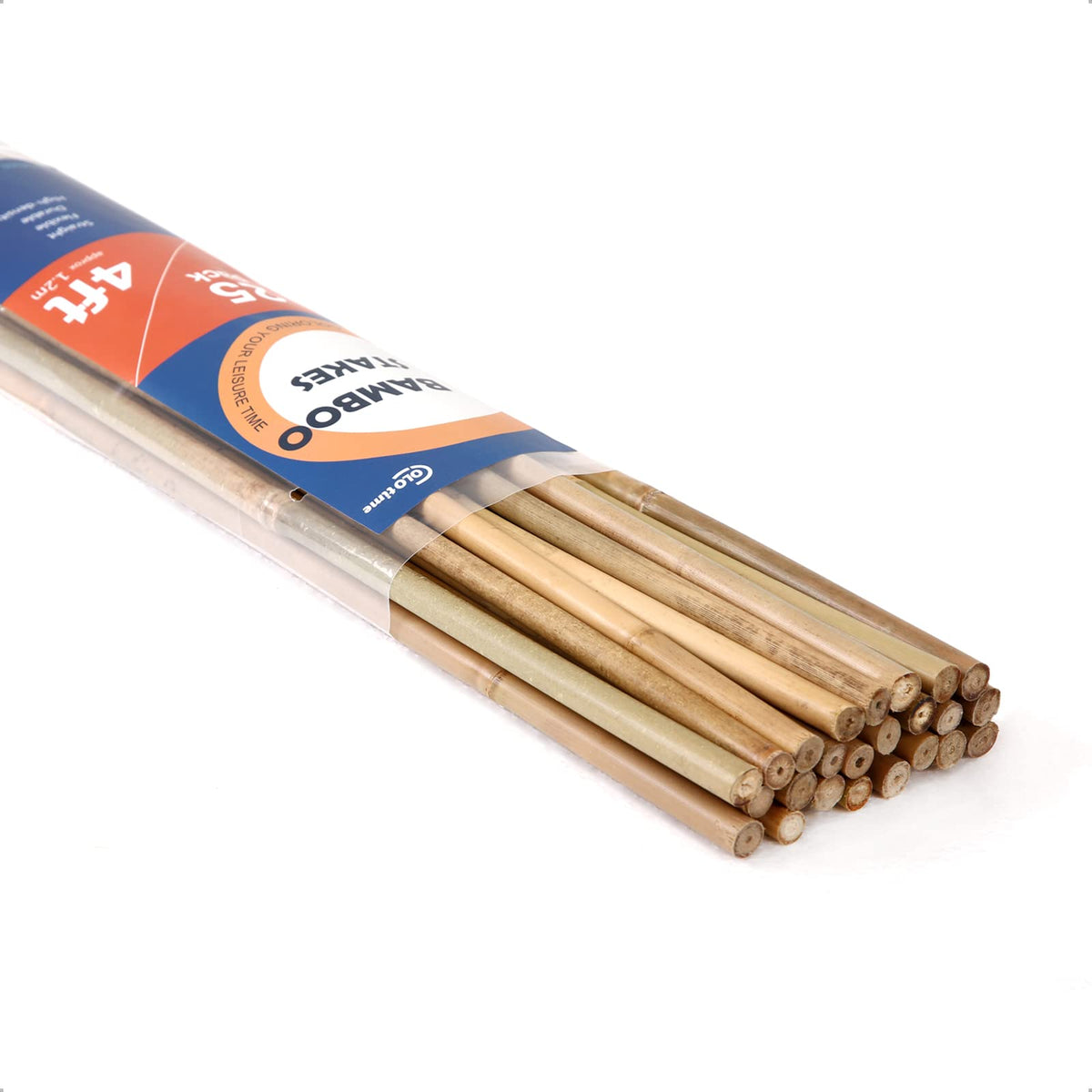COLOtime 4ft bamboo stake in soil supporting climbing plants in the garden