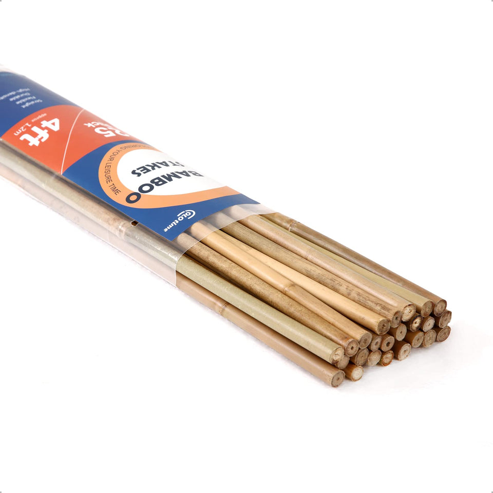 COLOtime 4ft bamboo stake in soil supporting climbing plants in the garden