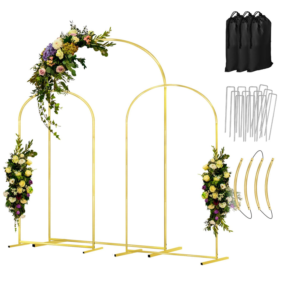 COLRASN arch backdrop stand 7.2ft with gold finish for a grand wedding entrance