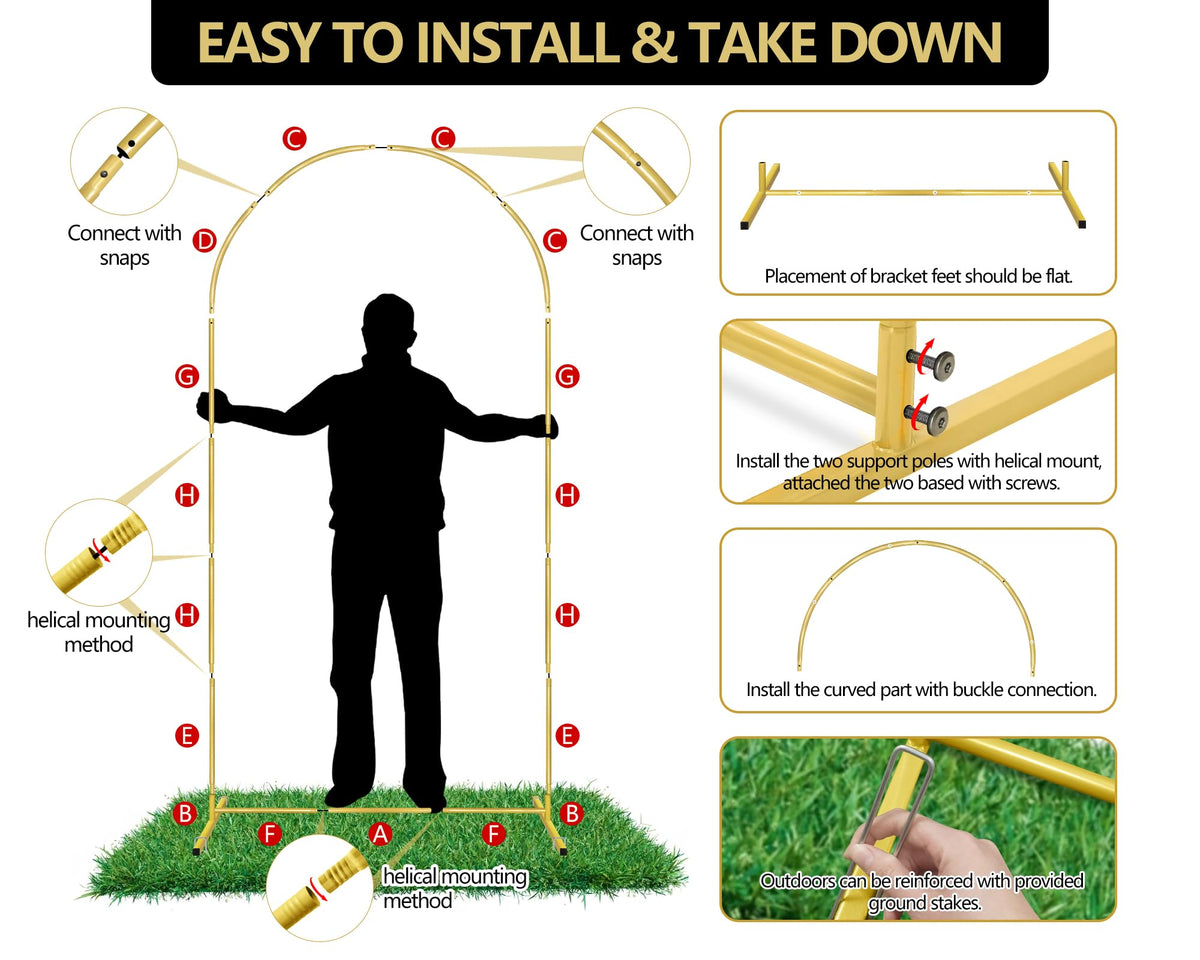 COLRASN gold arch base crossbar adds stability for indoor outdoor setups