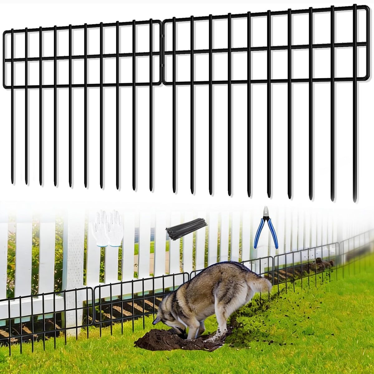 COLRASN no-dig fence panels arranged along a garden border for 20ft coverage.