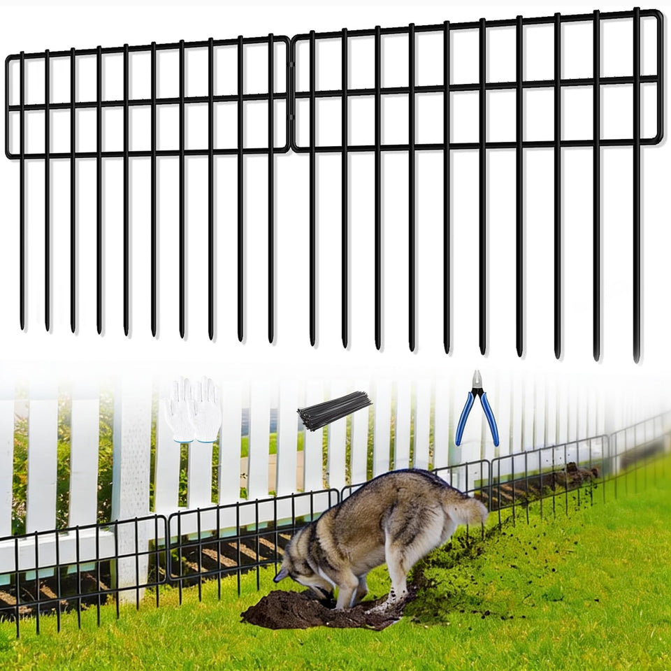 COLRASN no-dig fence panels arranged along a garden border for 20ft coverage.