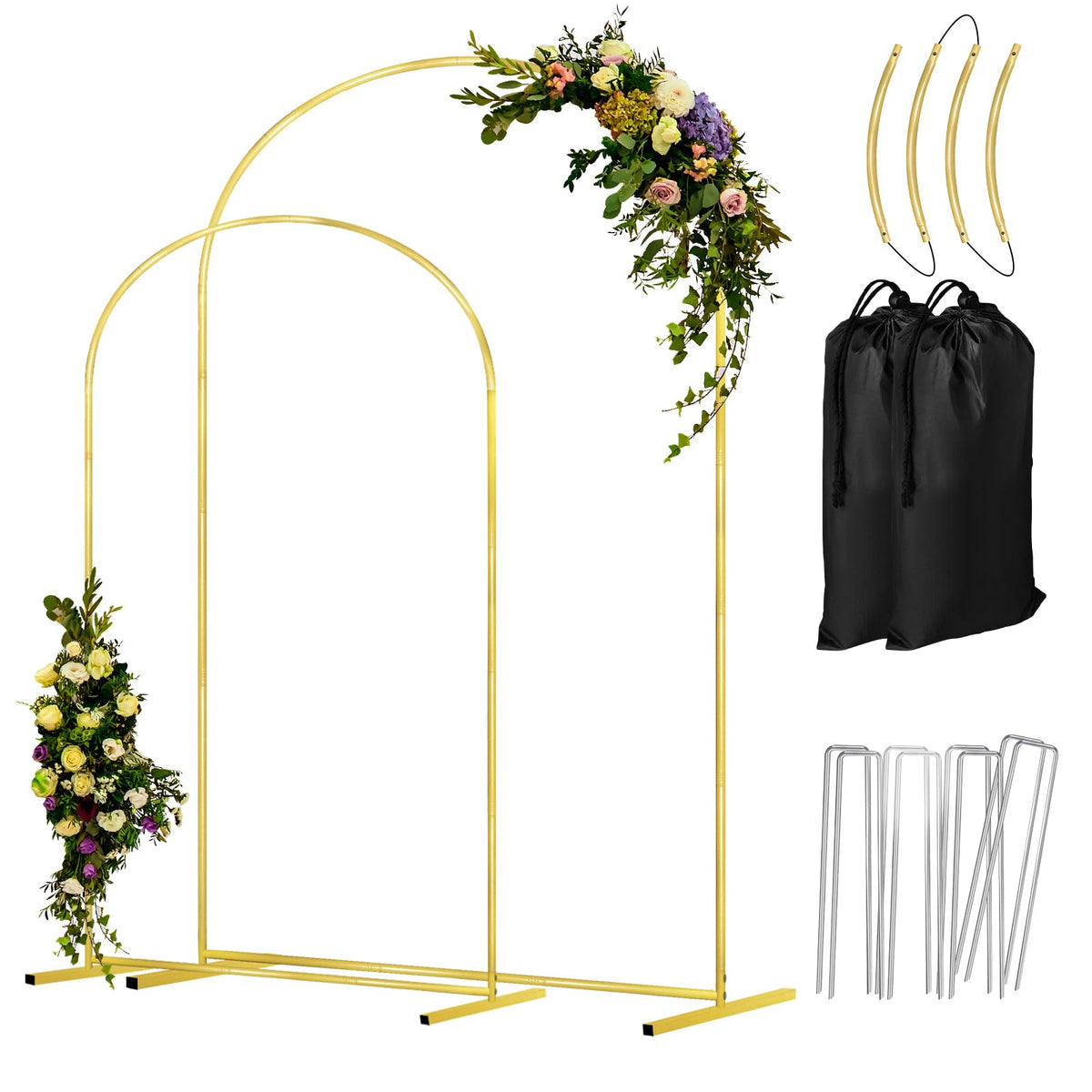 COLRASN wedding arch stand 7.2ft overview highlights a durable gold frame for elegant entrances.