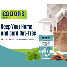 Colton's Naturals Bat Repellent Bottle close-up shows plant-based formula