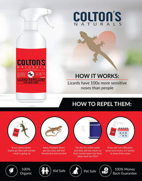 Colton's Naturals Lizard Repellent outdoor deck spray deters lizards naturally.