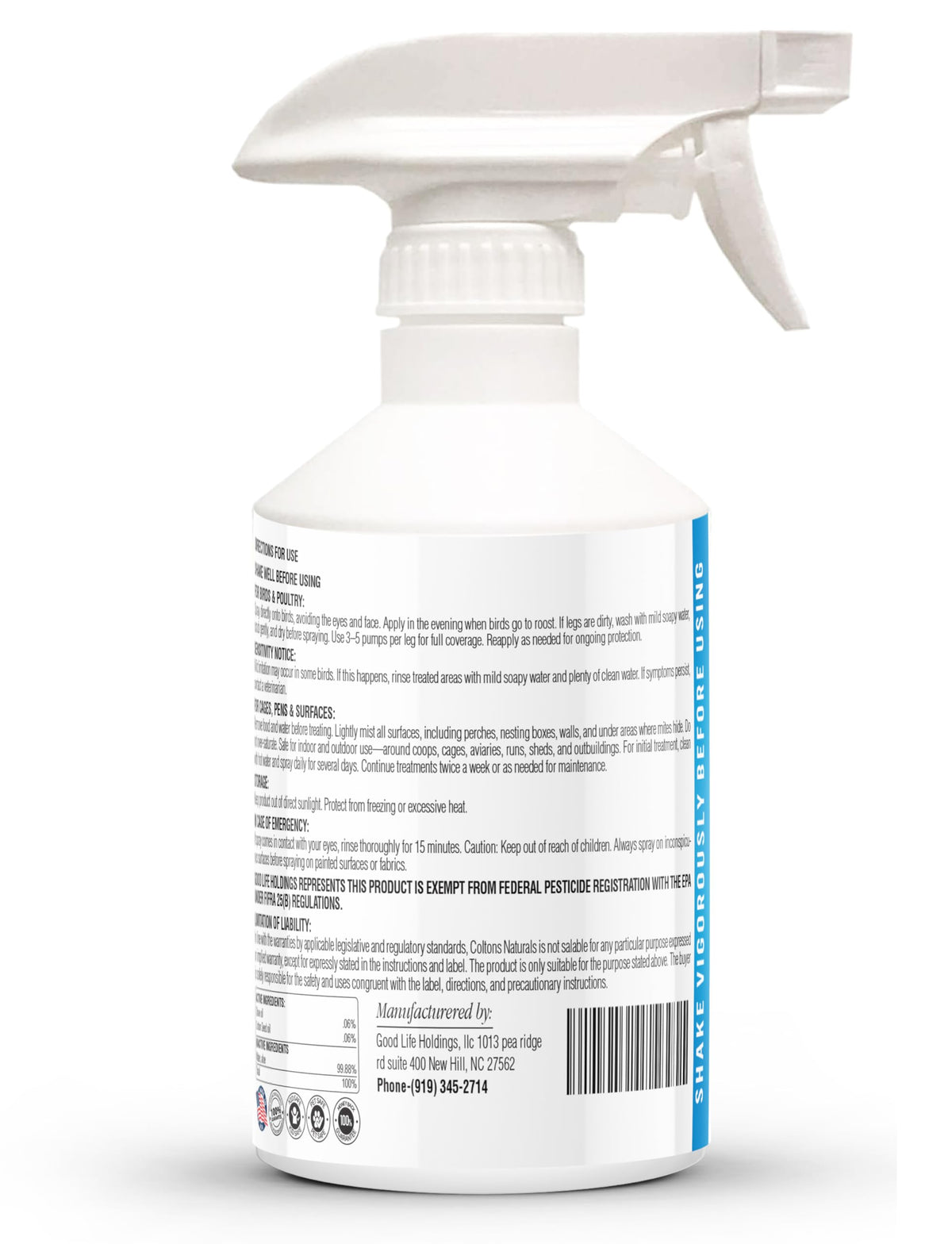 Made in the USA, Colton’s Naturals spray stands for reliable poultry care.
