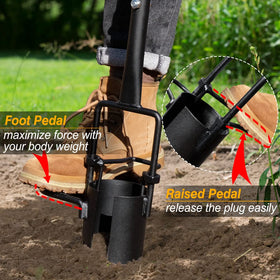 Colwelt raised-pedal action drops soil cores automatically