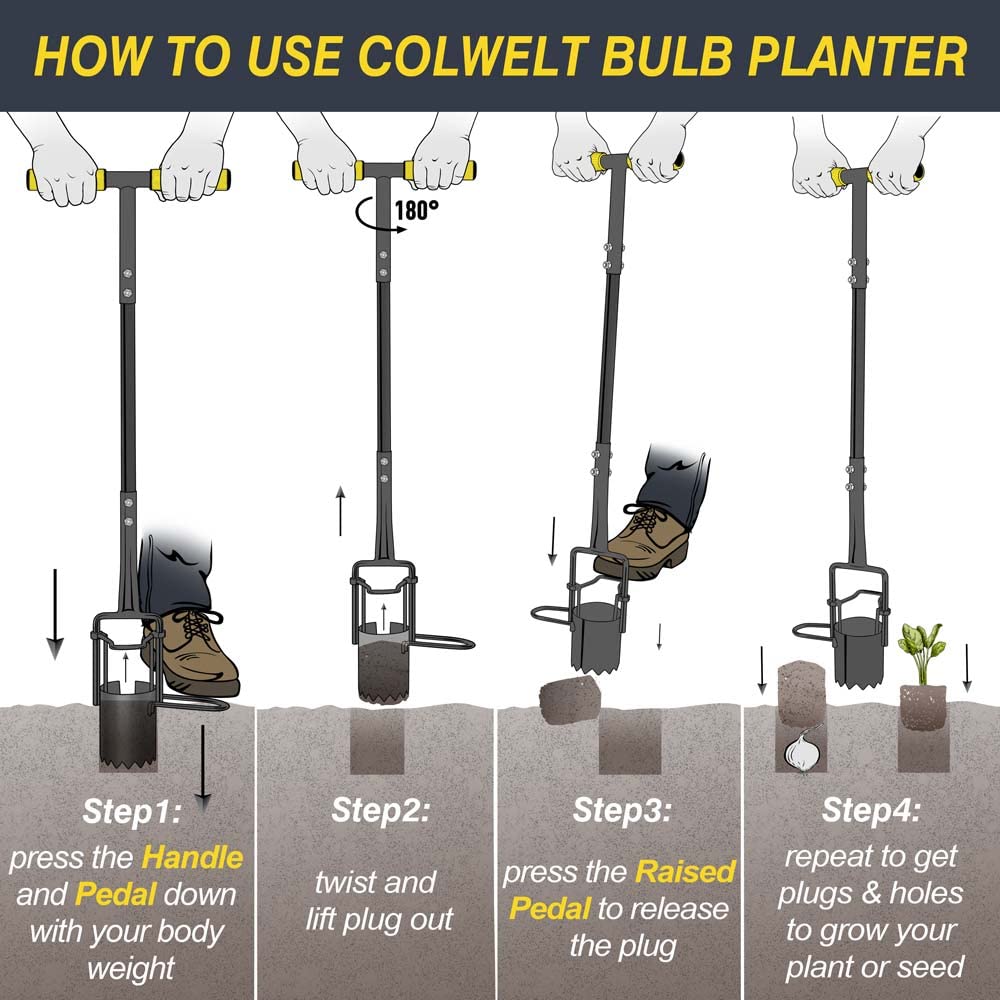Colwelt standing-use bulb planter reduces bending during work