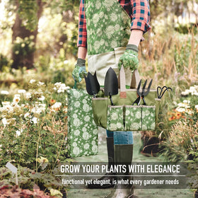 Colwelt garden tools set tote bag shown with organized tool storage