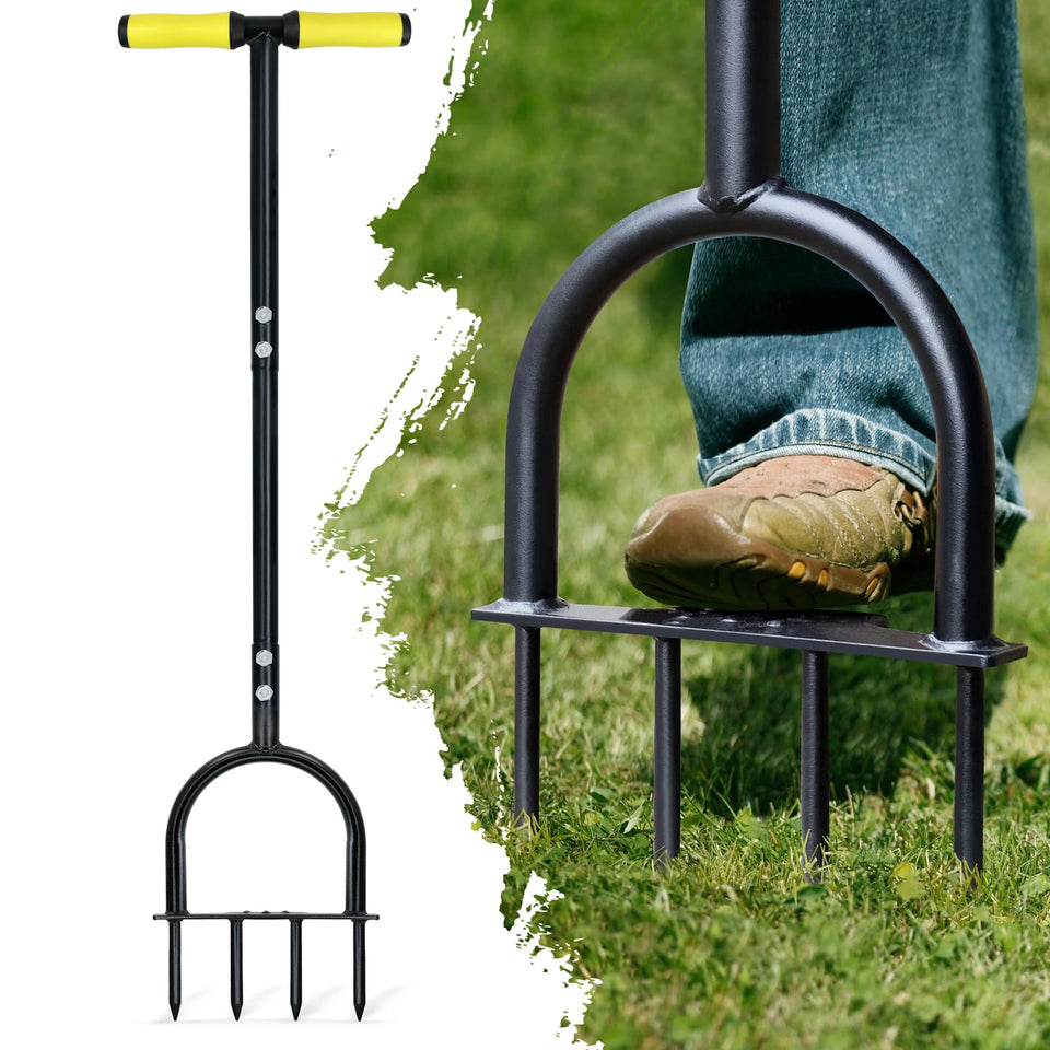 Colwelt lawn aerator 38inch handle ideal for back-friendly aeration.
