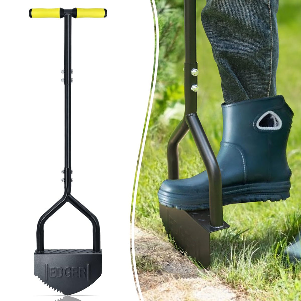 Colwelt 40-inch manual edger in action achieving crisp lawn edges.
