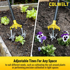 Colwelt 61-inch long cultivator for easy reach while working beds
